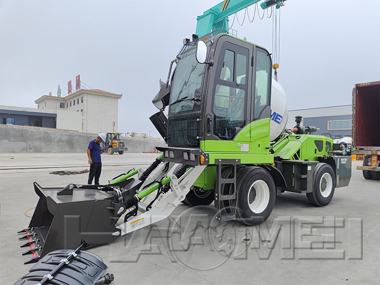 self loading concrete mixer machine